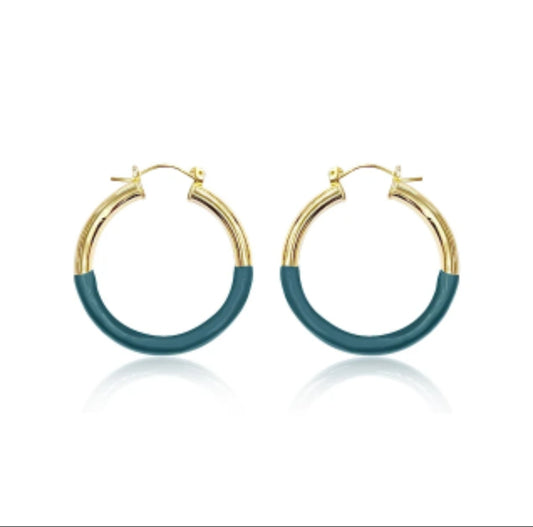 Gold Teal Medium Earrings