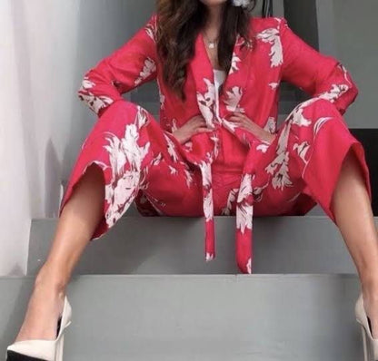 Zara Red Floral Co-ord Set