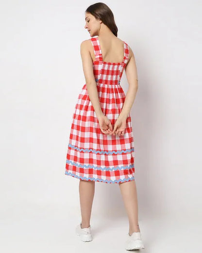 Vero Moda Red Checked Dress