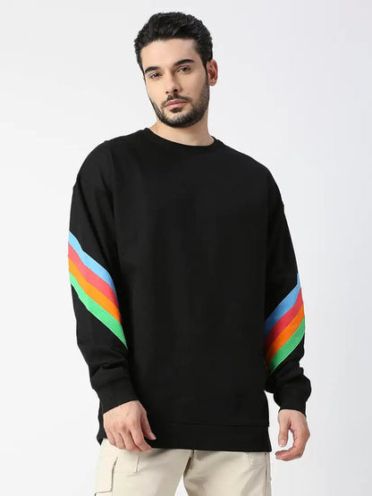 Blamblack Black Rainbow Line Full Sleeved Sweatshirt