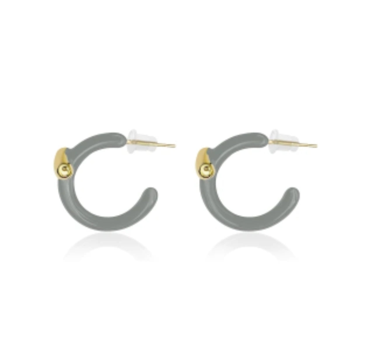 Gold/Grey Half Moon (Small) Earrings