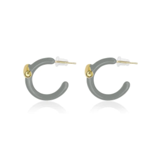 Gold/Grey Half Moon (Small) Earrings
