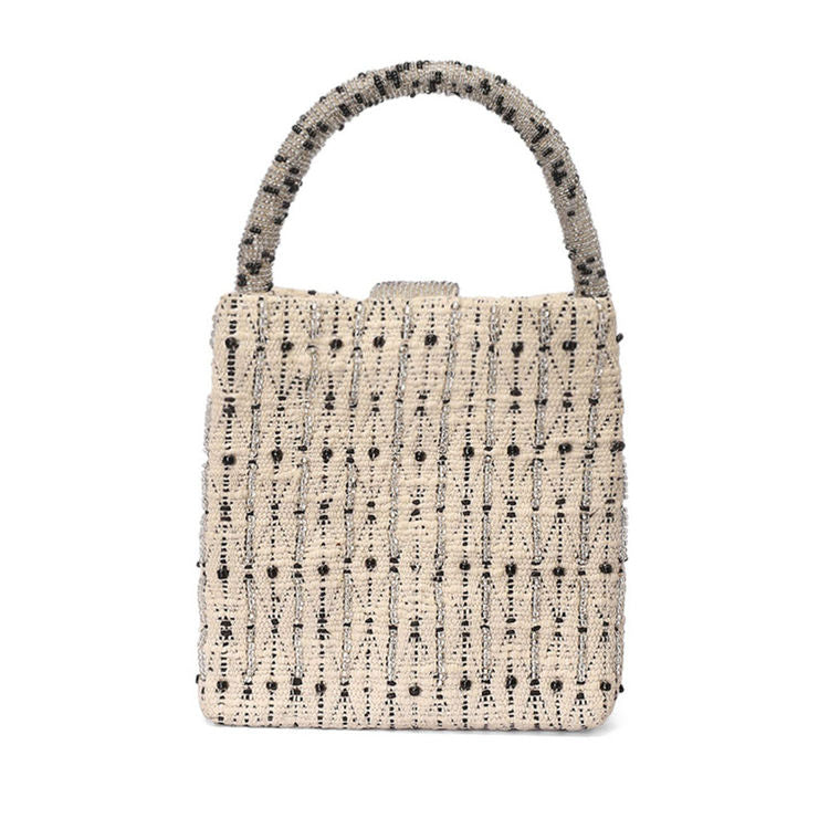 ETCETERA
White Embellished Sparkle Salt N Pepper Mini Tote Bag