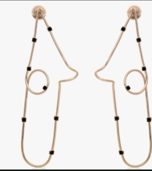 Gold Long (abstract) Earrings