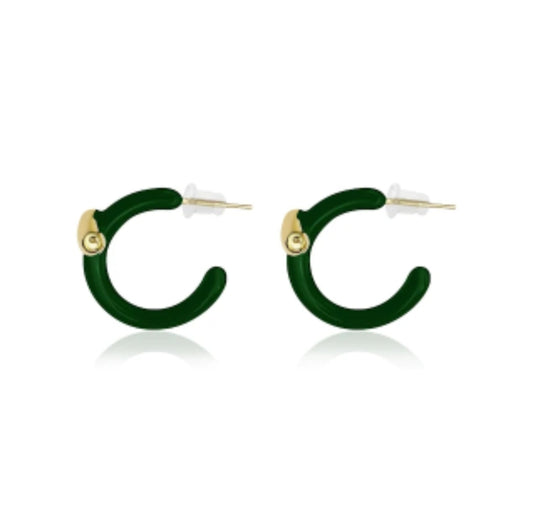 Green/Gold Half Moon(Small) Earrings