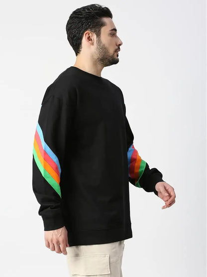 Blamblack Black Rainbow Line Full Sleeved Sweatshirt