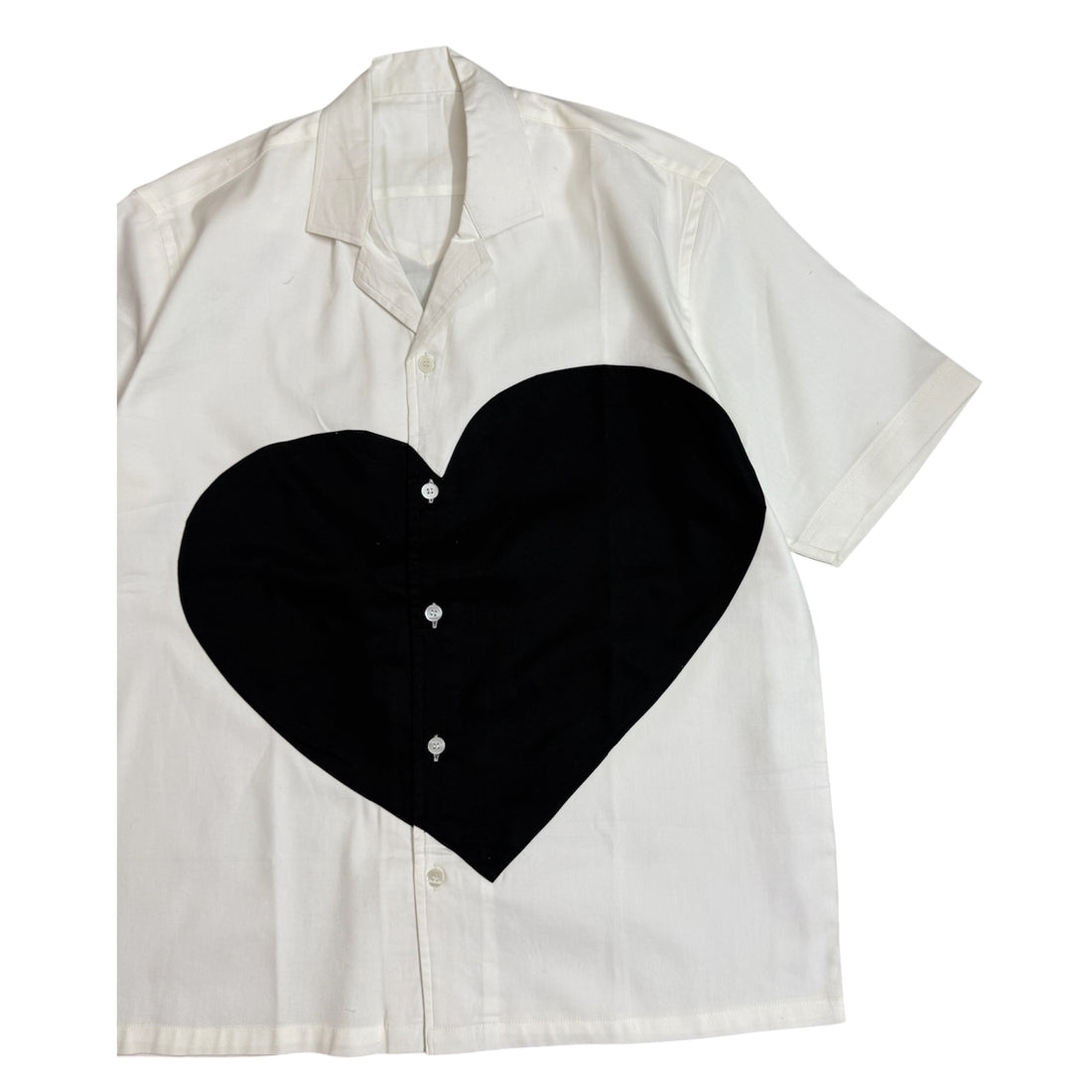 White & Black Heart Patch Shirt