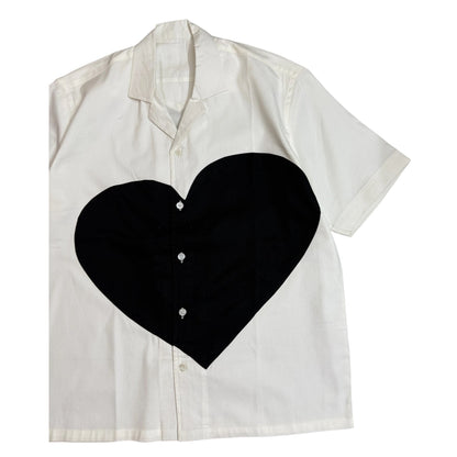 White & Black Heart Patch Shirt