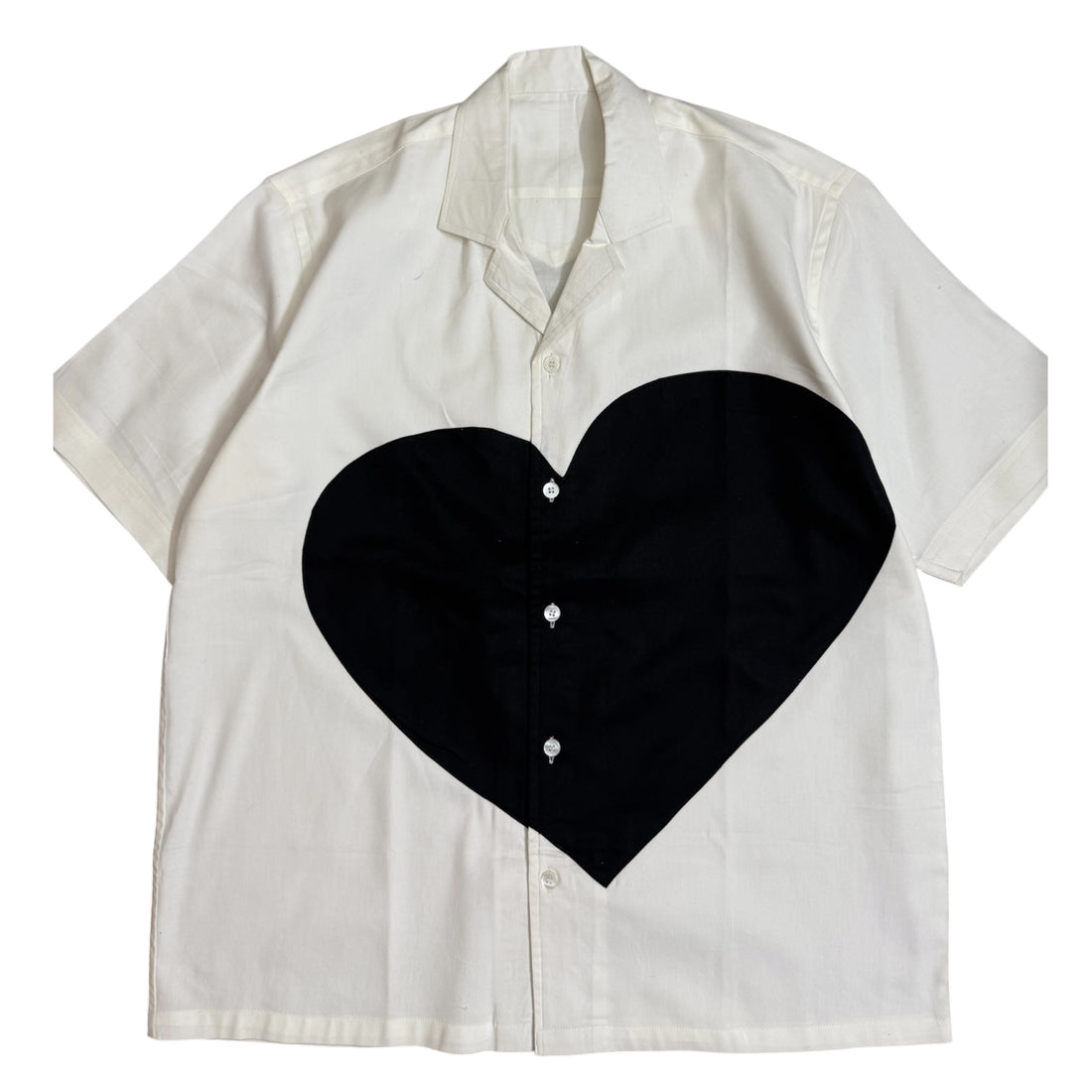 White & Black Heart Patch Shirt
