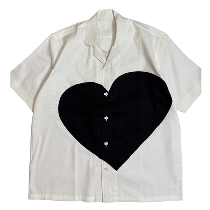 White & Black Heart Patch Shirt