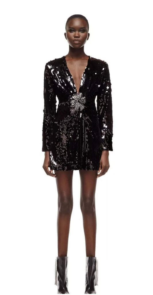 Zara Black Sequin Mini Dress