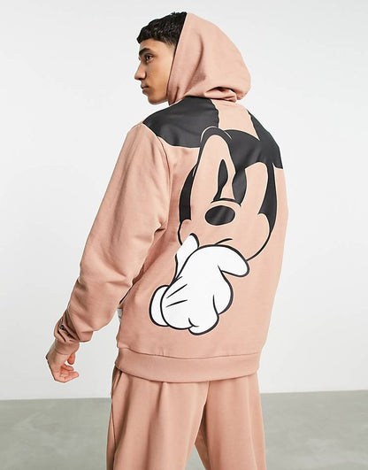 ASOS DESIGN trackies with Disney Mickey Mouse print in brown (part of a set)