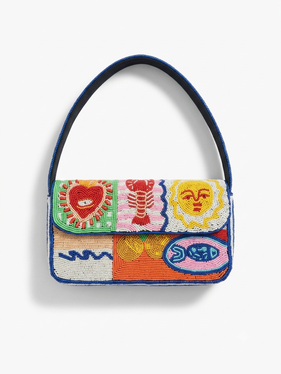 Abstract Motif Beaded Bag