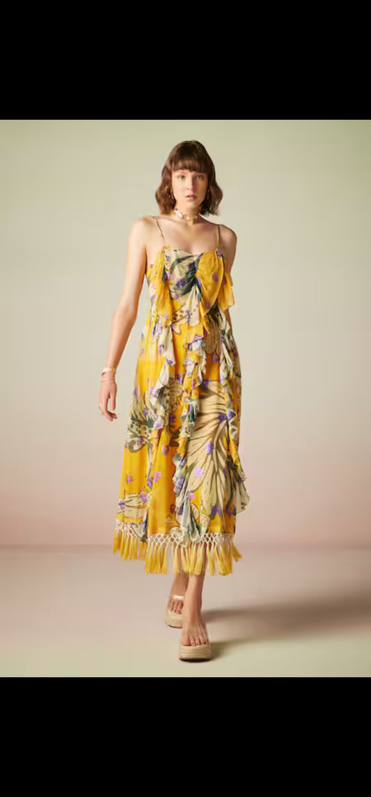 Verb Multi Colored Viscose Lurex Geogette  Printed Dress