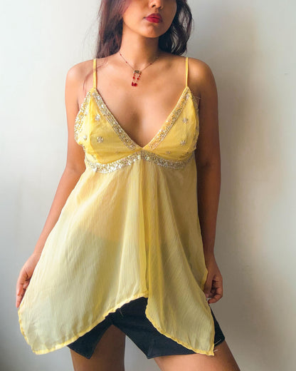 Desi Y2K Sequin Top - Yellow