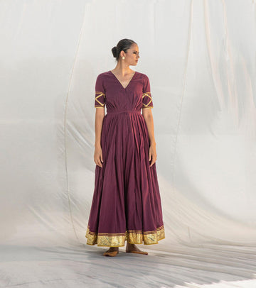 Khara Kapas Maroon Long Dress