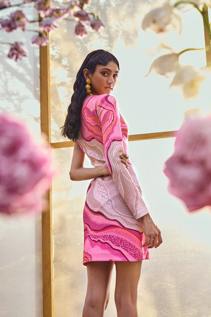 Pankaj & Nidhi Pink Printed Dress