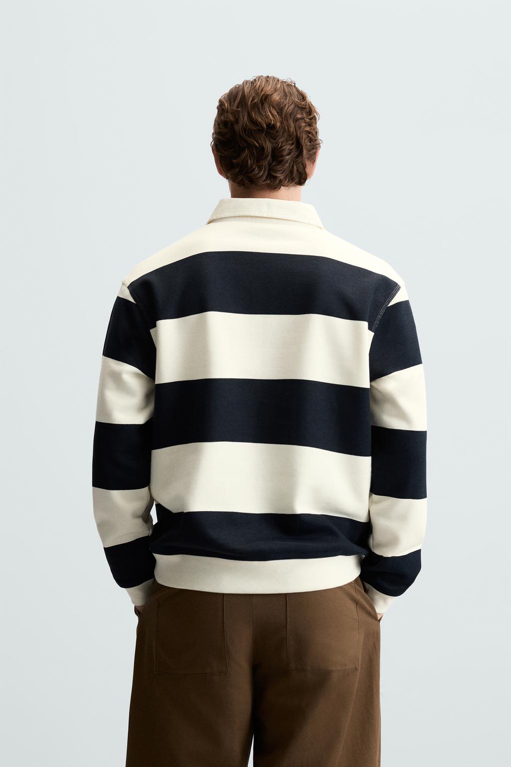 Zara Striped Polo Sweatshirt