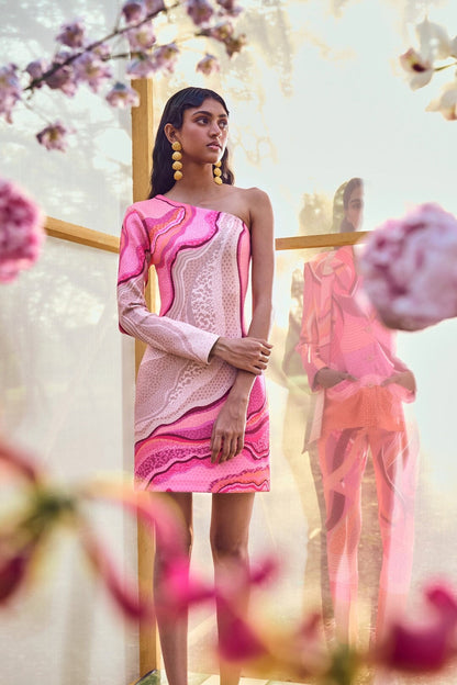 Pankaj & Nidhi Pink Printed Dress