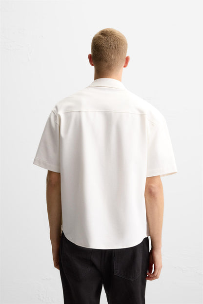 Zara Textured Comfort White Overshirt