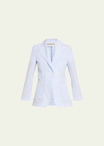 Nackiye Blue&White Lining Dress