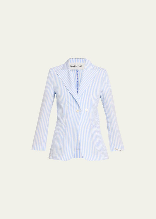 Nackiye Blue&White Lining Dress