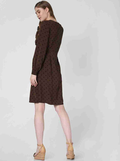 Vero Moda Gathered Brown Dress