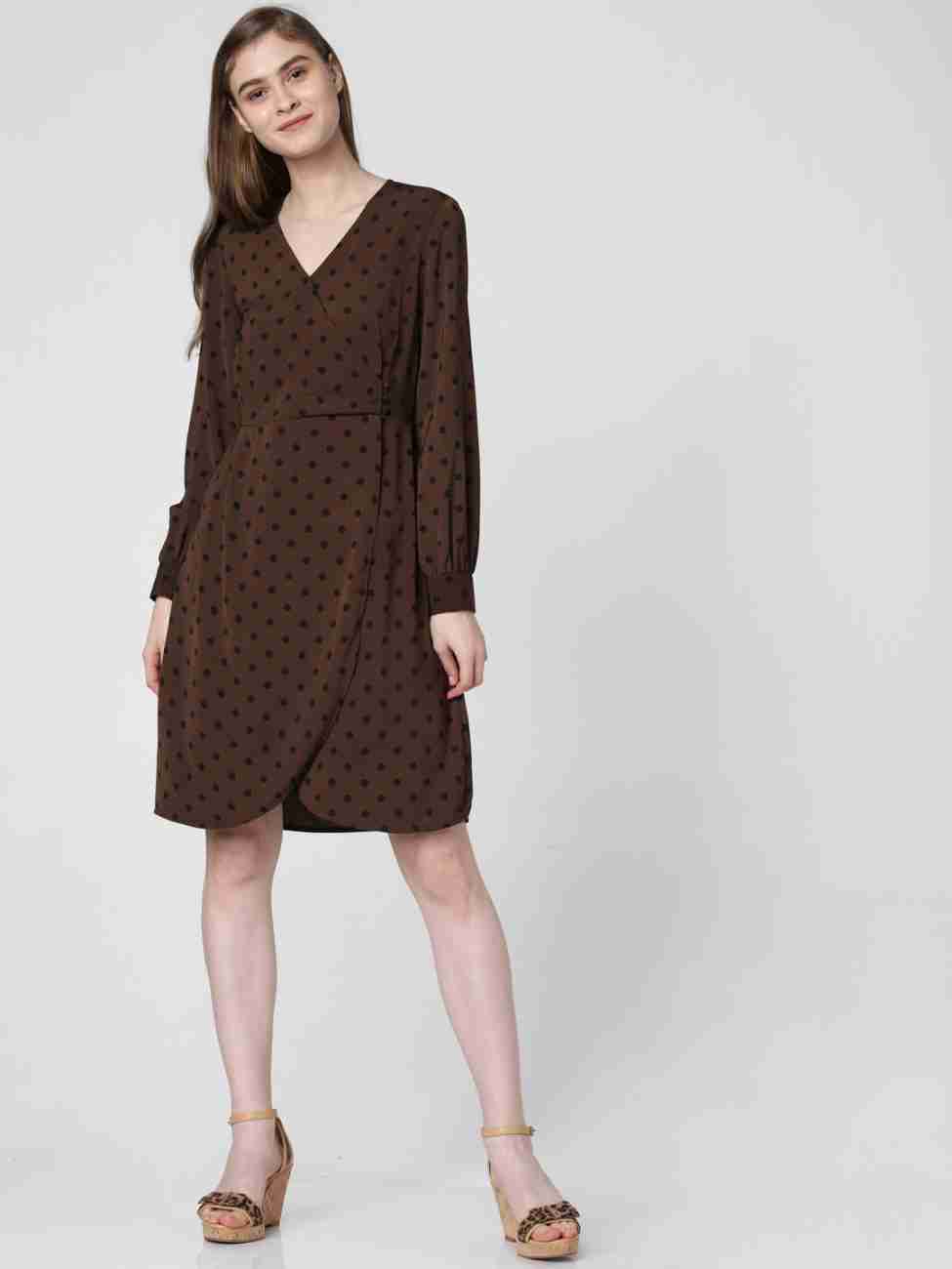 Vero Moda Gathered Brown Dress