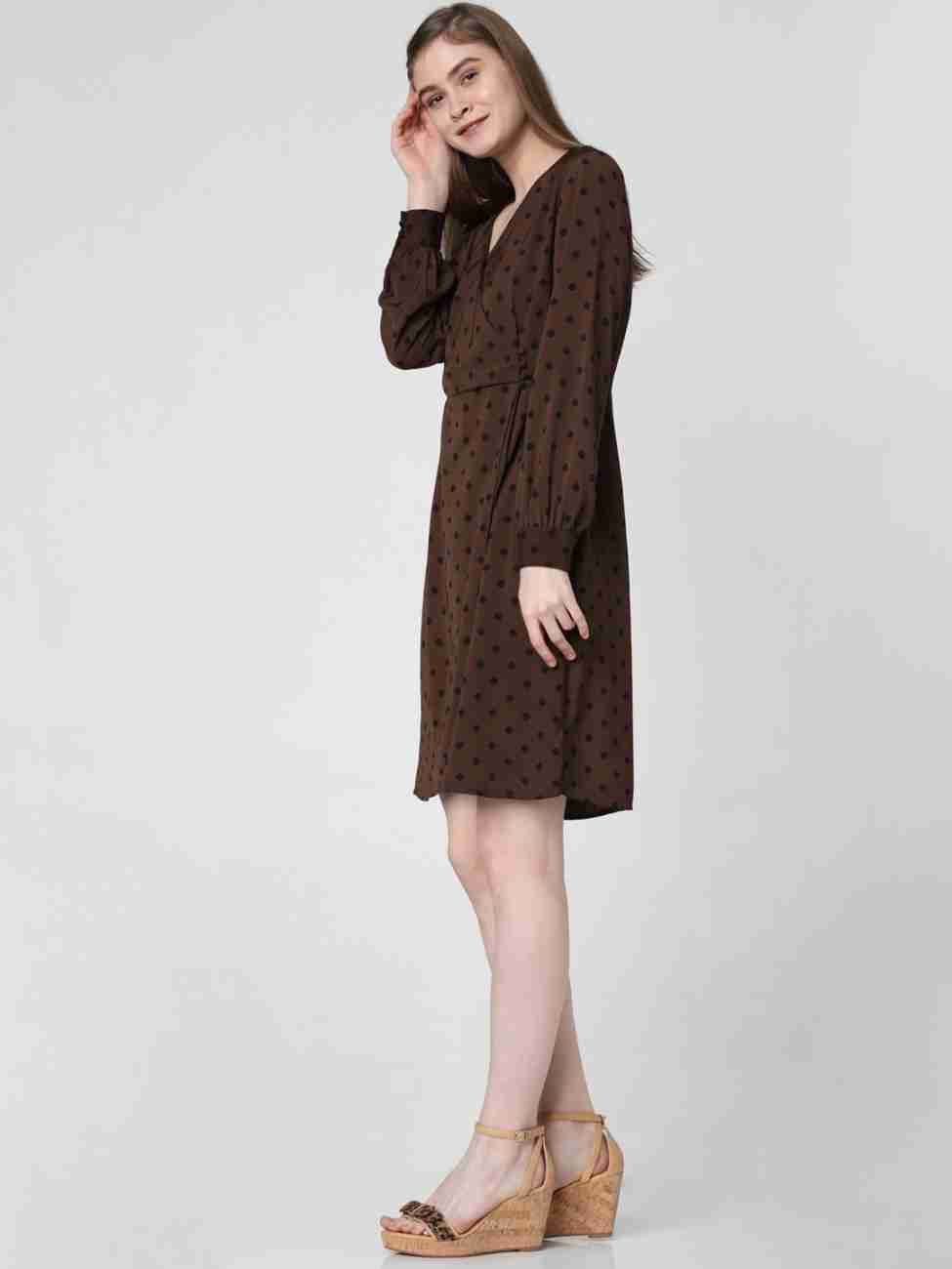 Vero Moda Gathered Brown Dress