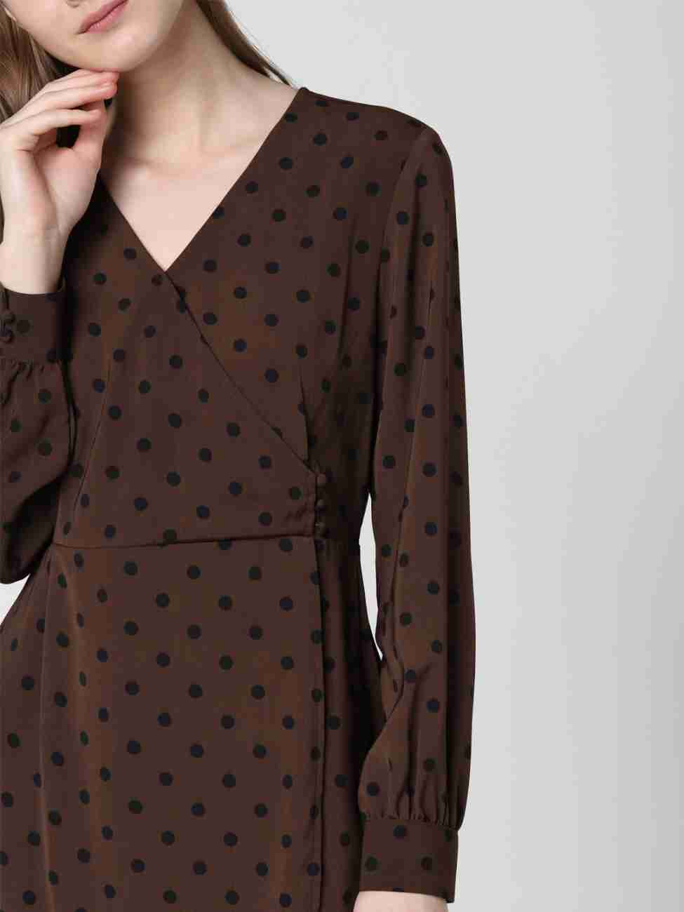 Vero Moda Gathered Brown Dress