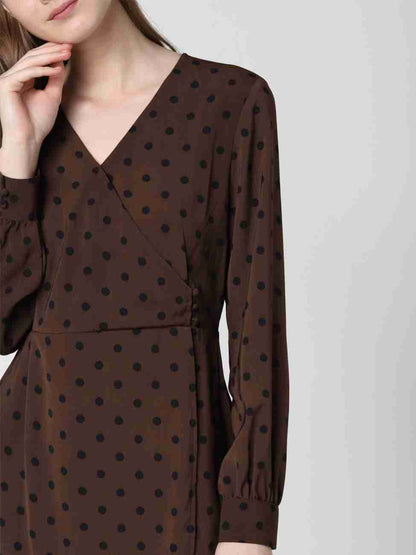 Vero Moda Gathered Brown Dress