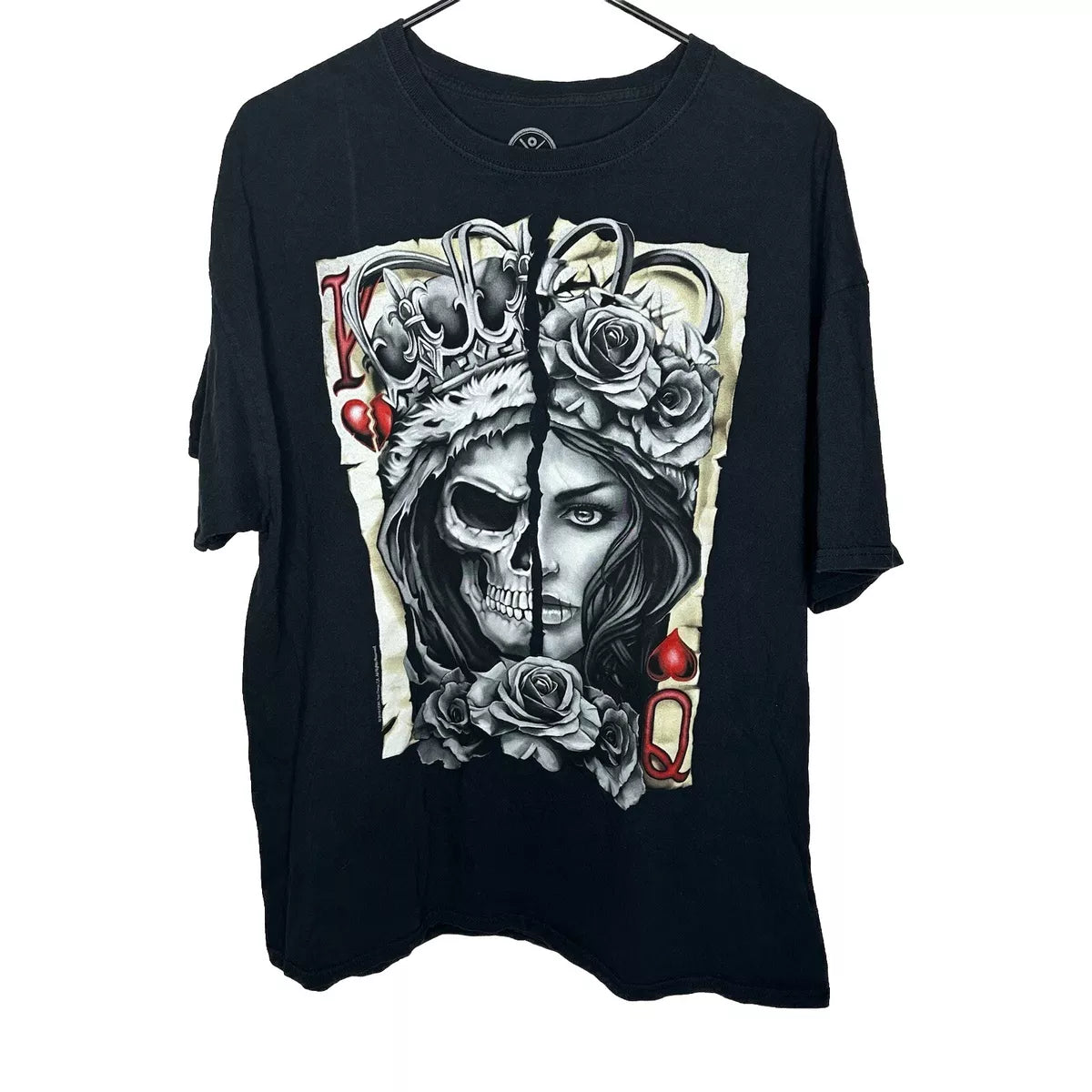 Dom King Queen Cards Roses & Skull Vintage T-Shirt