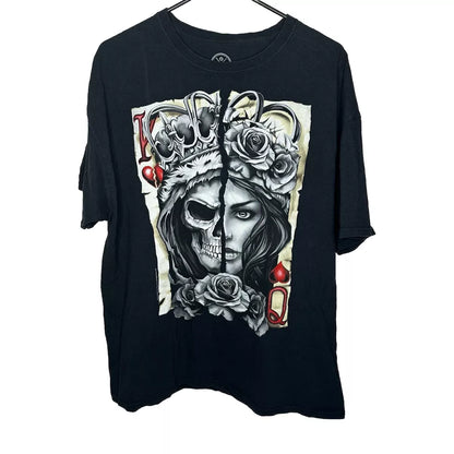 Dom King Queen Cards Roses & Skull Vintage T-Shirt