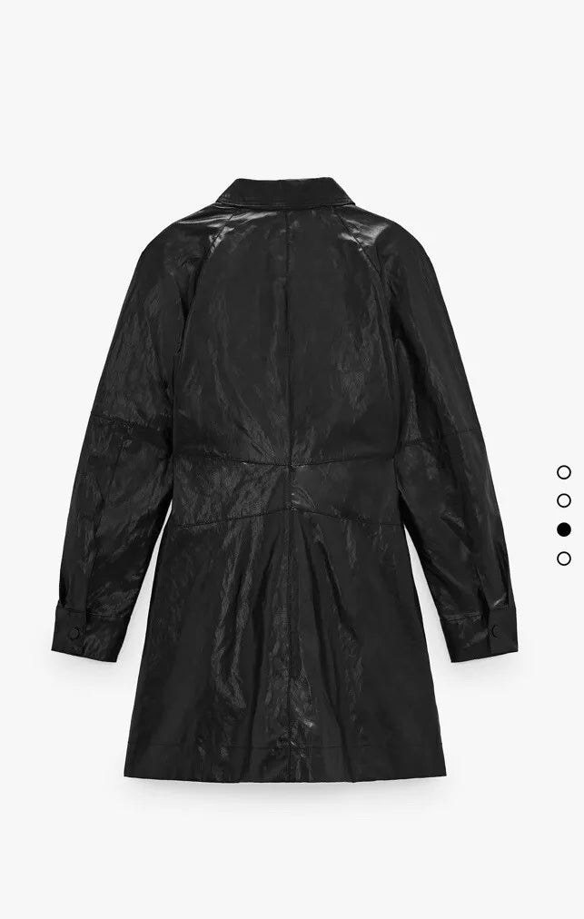 Zara Black Leather Coat