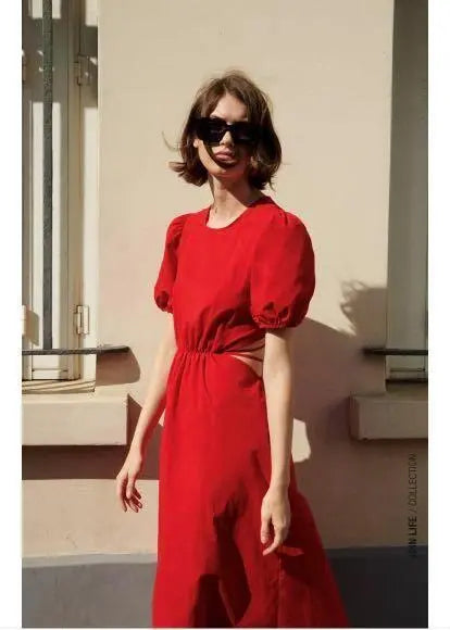 Zara Red Cut Out Polin Dress