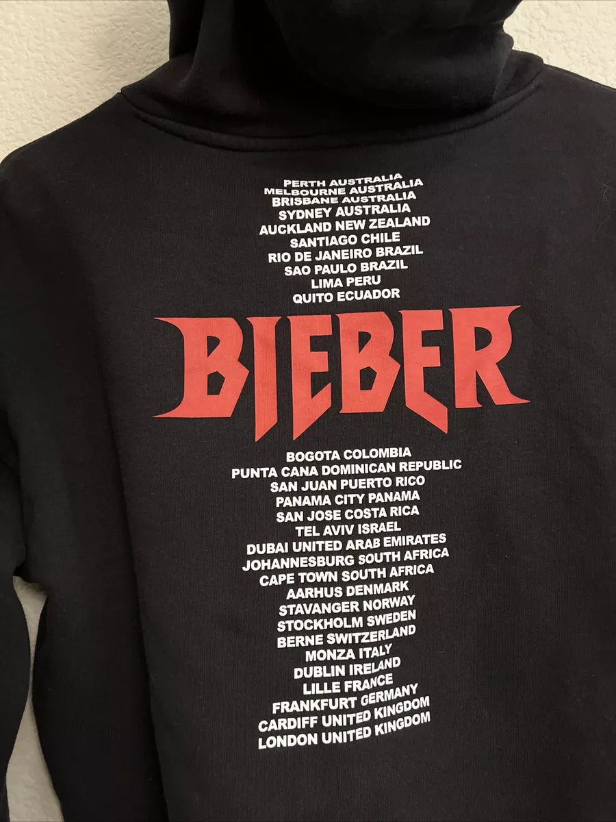 Justin Bieber H&M Divided Black Crop Hoodie Top Purpose Stadium Tour