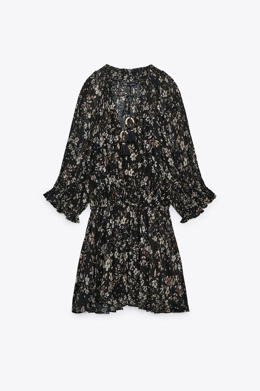 ZARA BLACK FLORAL DRESS