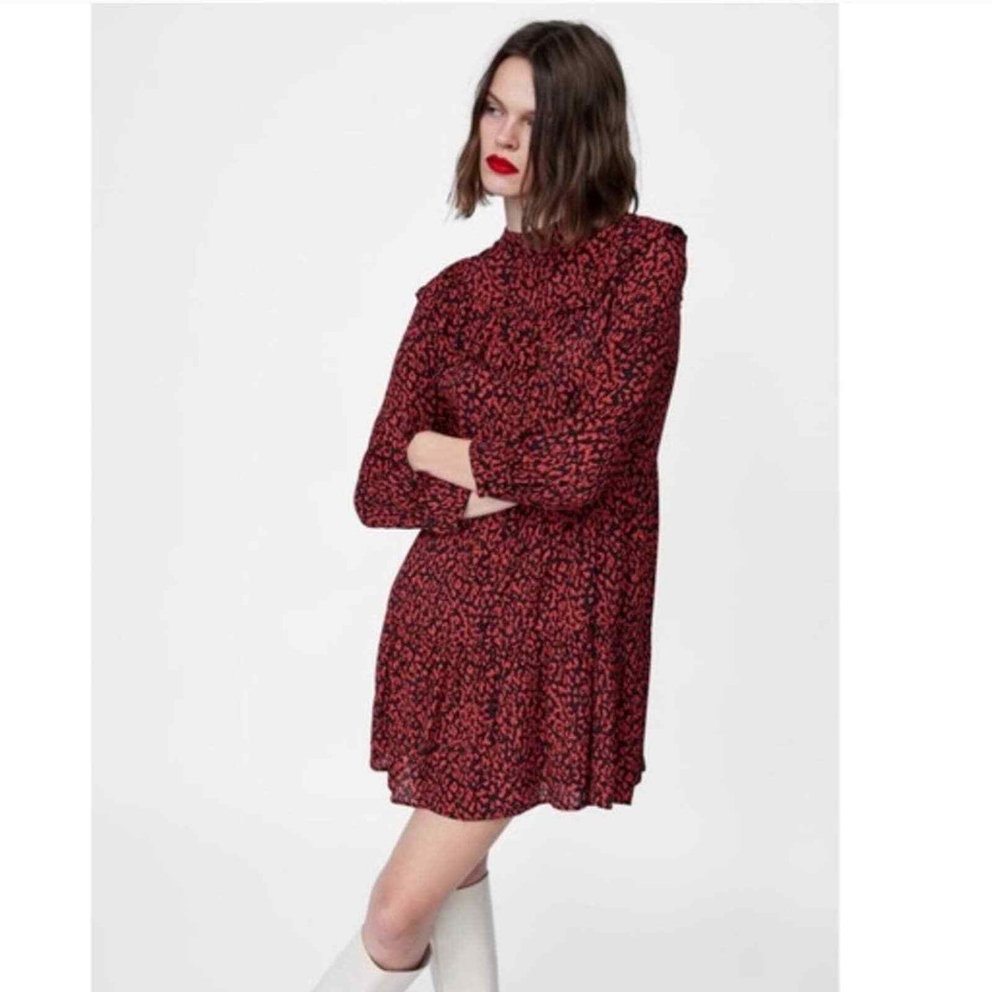 Zara Cheetah Print Red Dress