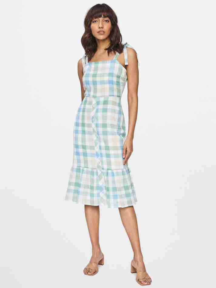 AND A-Line Checked Dress