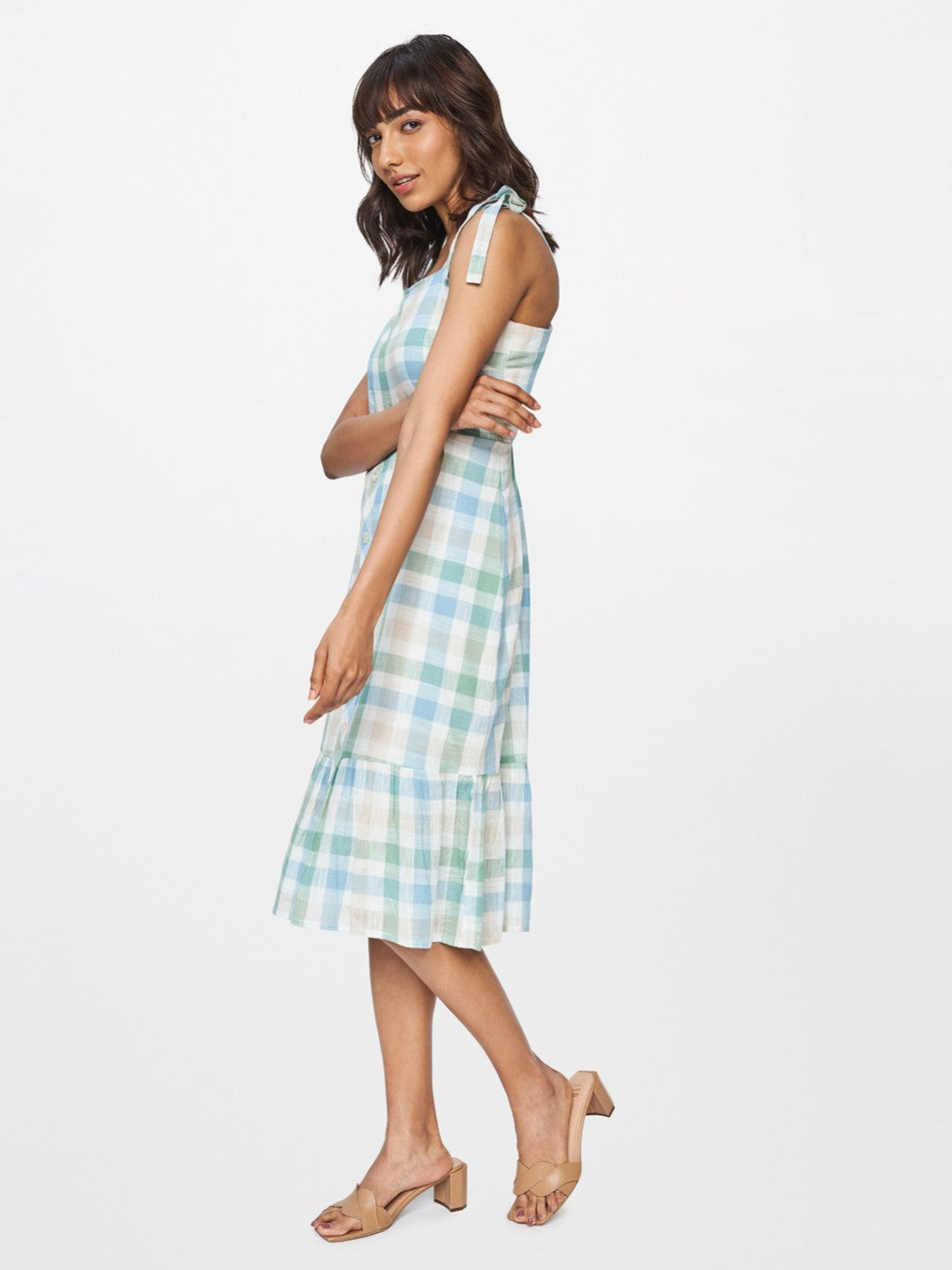 AND A-Line Checked Dress