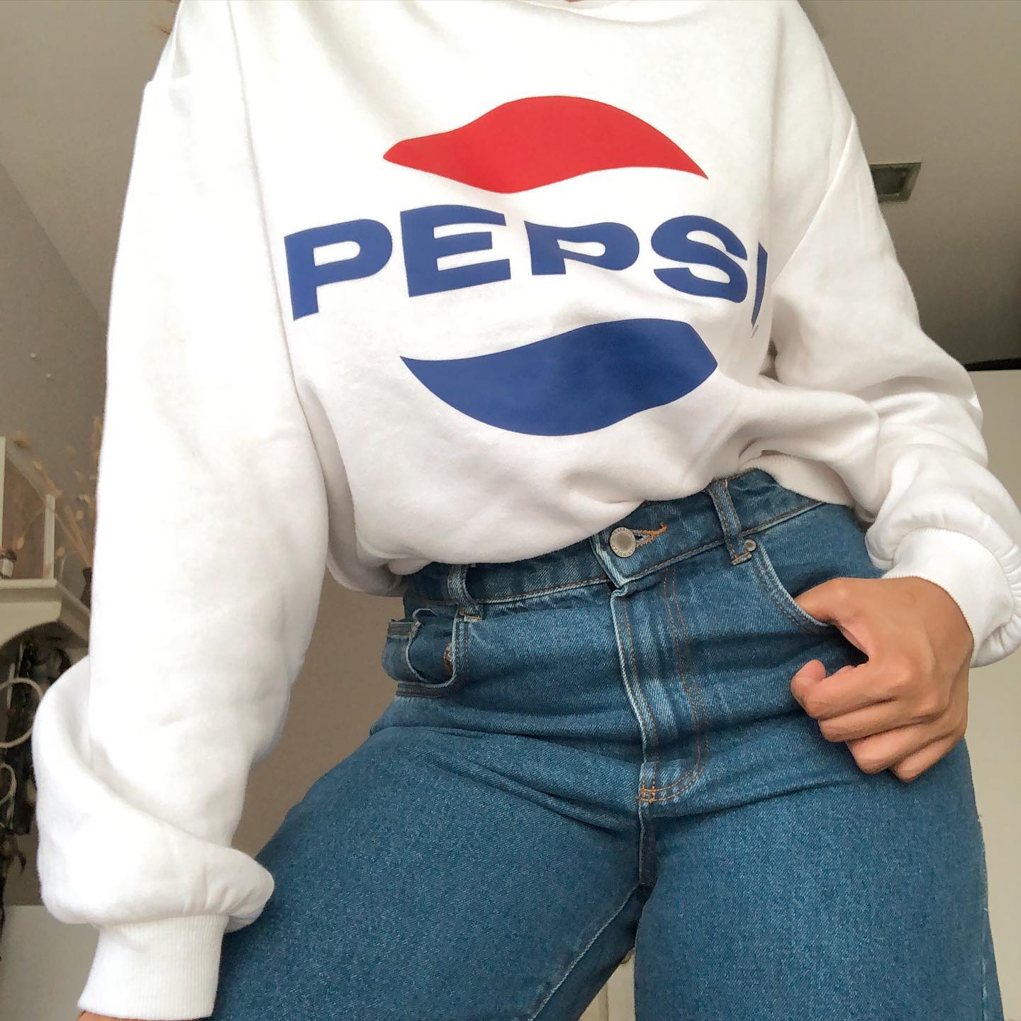 H&M Divided  White Pepsi Printed Sweatshirt