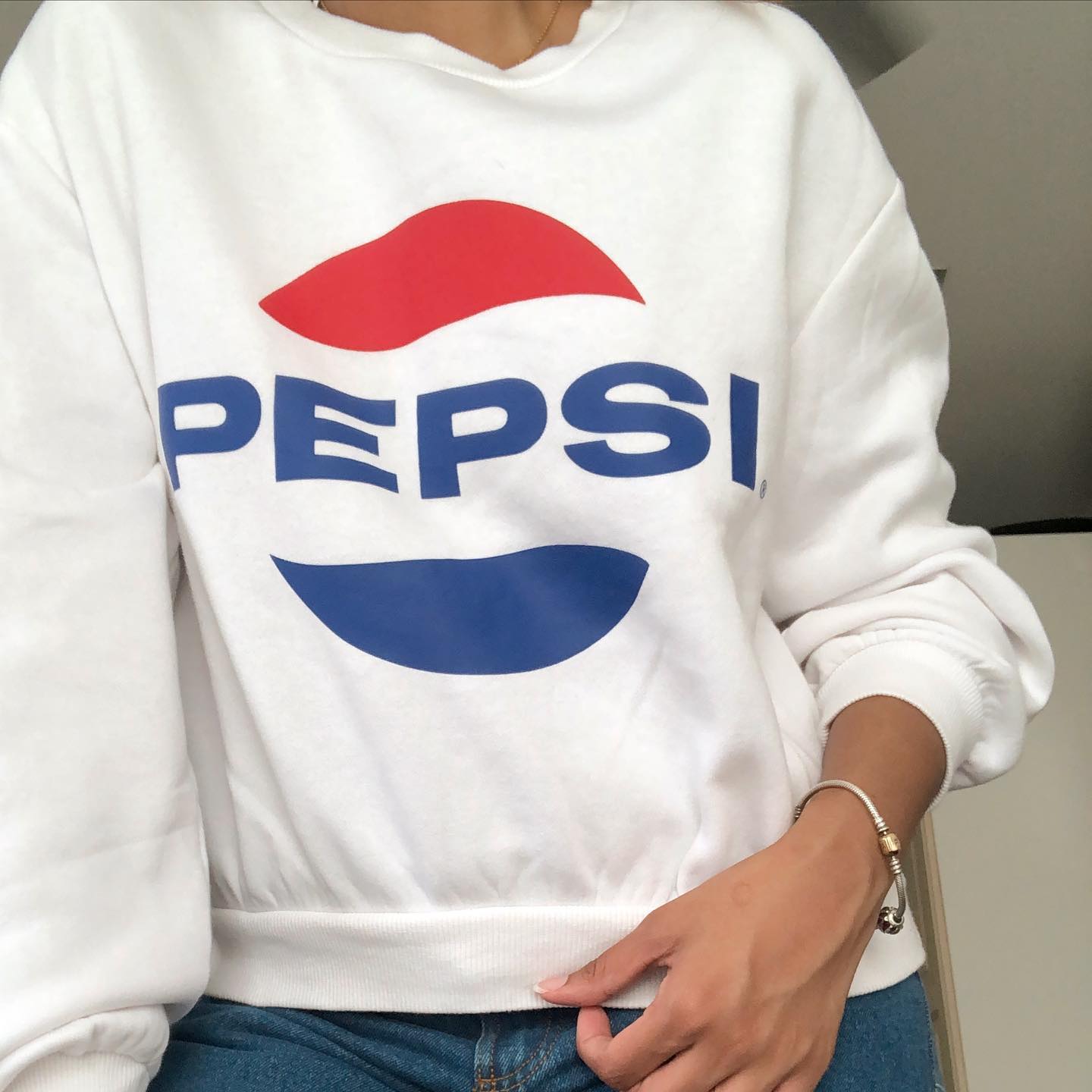 H&M Divided  White Pepsi Printed Sweatshirt