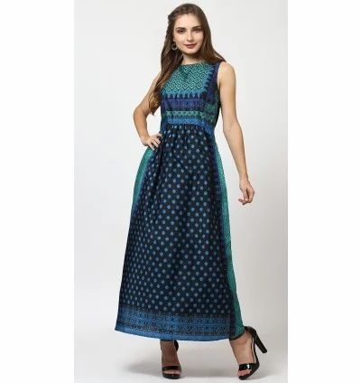 Ritu Kumar Maharaja Pop Turquoise Printed Long  Dress