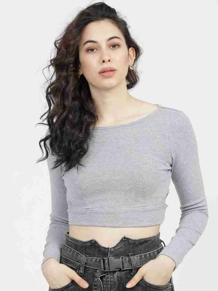 Tokyo Talkies Casual Regular Grey Top