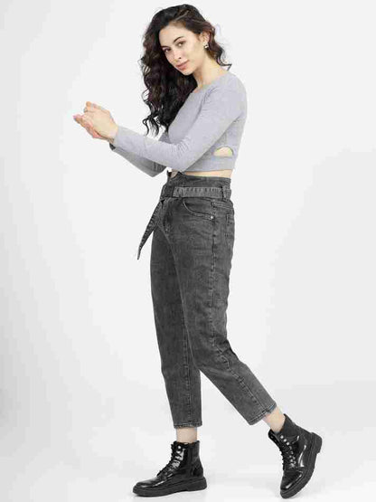 Tokyo Talkies Casual Regular Grey Top