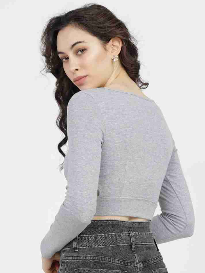 Tokyo Talkies Casual Regular Grey Top