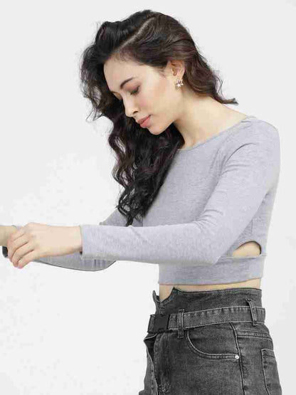 Tokyo Talkies Casual Regular Grey Top