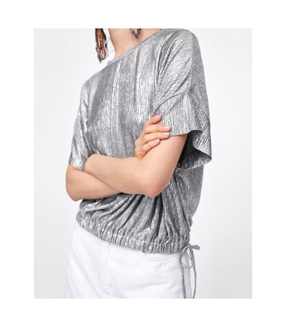 Zara Shimmer Silver Top