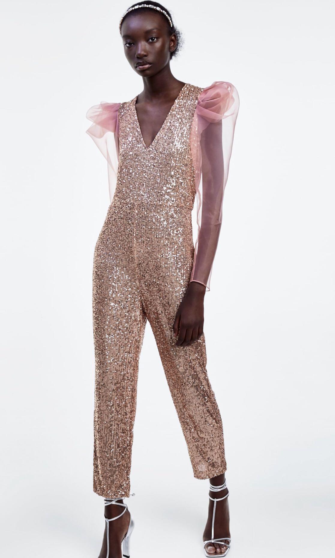 ZARA Gold Sequins Jumpsuit