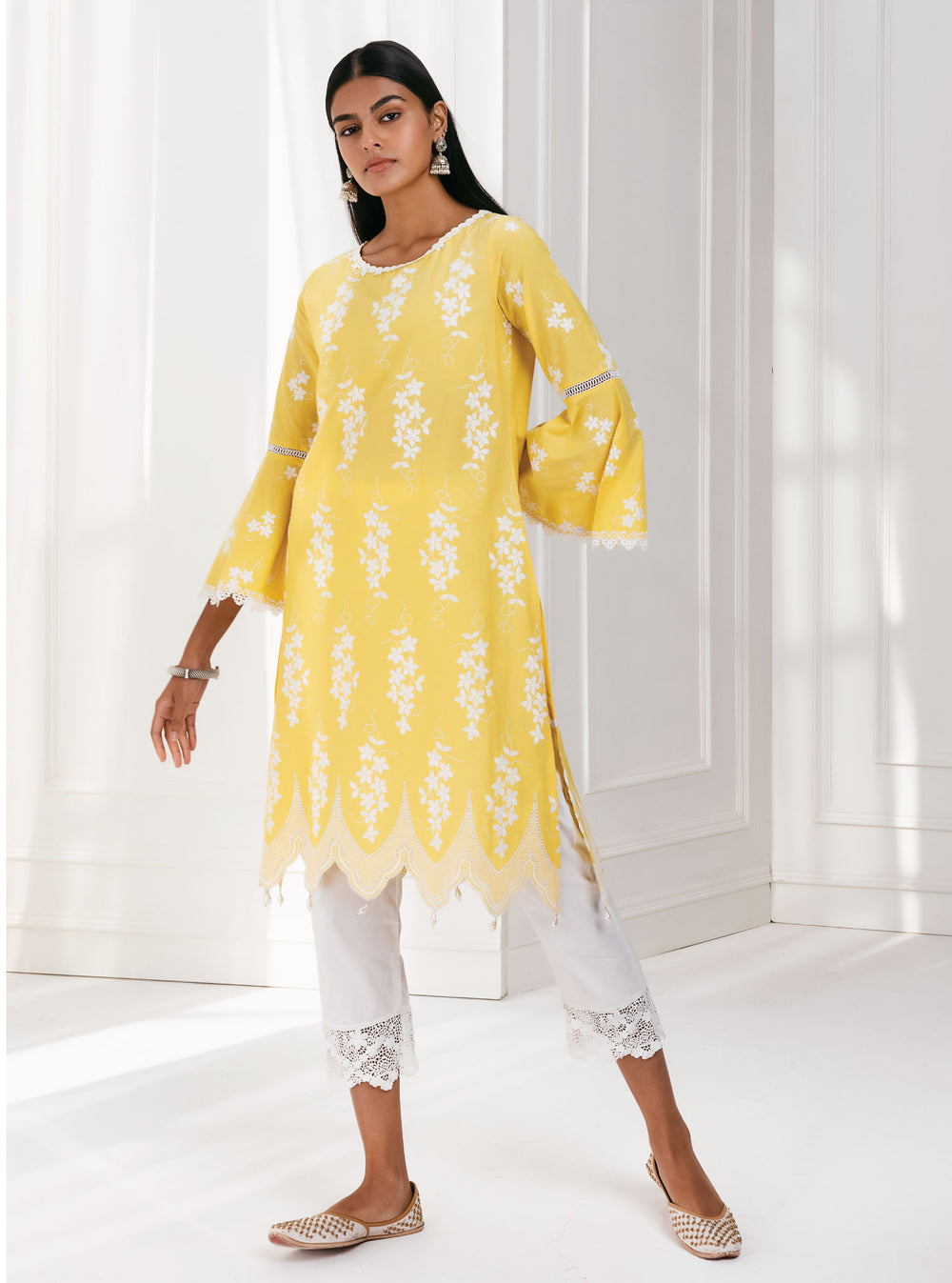 Mulmul Yellow Floral Dress Set of 2